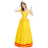 Damen Halloween Prinzessin Lang Kleid gelb Cosplay Erwachsene Kostüm