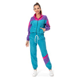 Damen Jogginganzug 80er Jahre Disco Kostüme Erwachsene Karneval Party Halloween Kostüm
