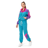 Damen Jogginganzug 80er Jahre Disco Kostüme Erwachsene Karneval Party Halloween Kostüm