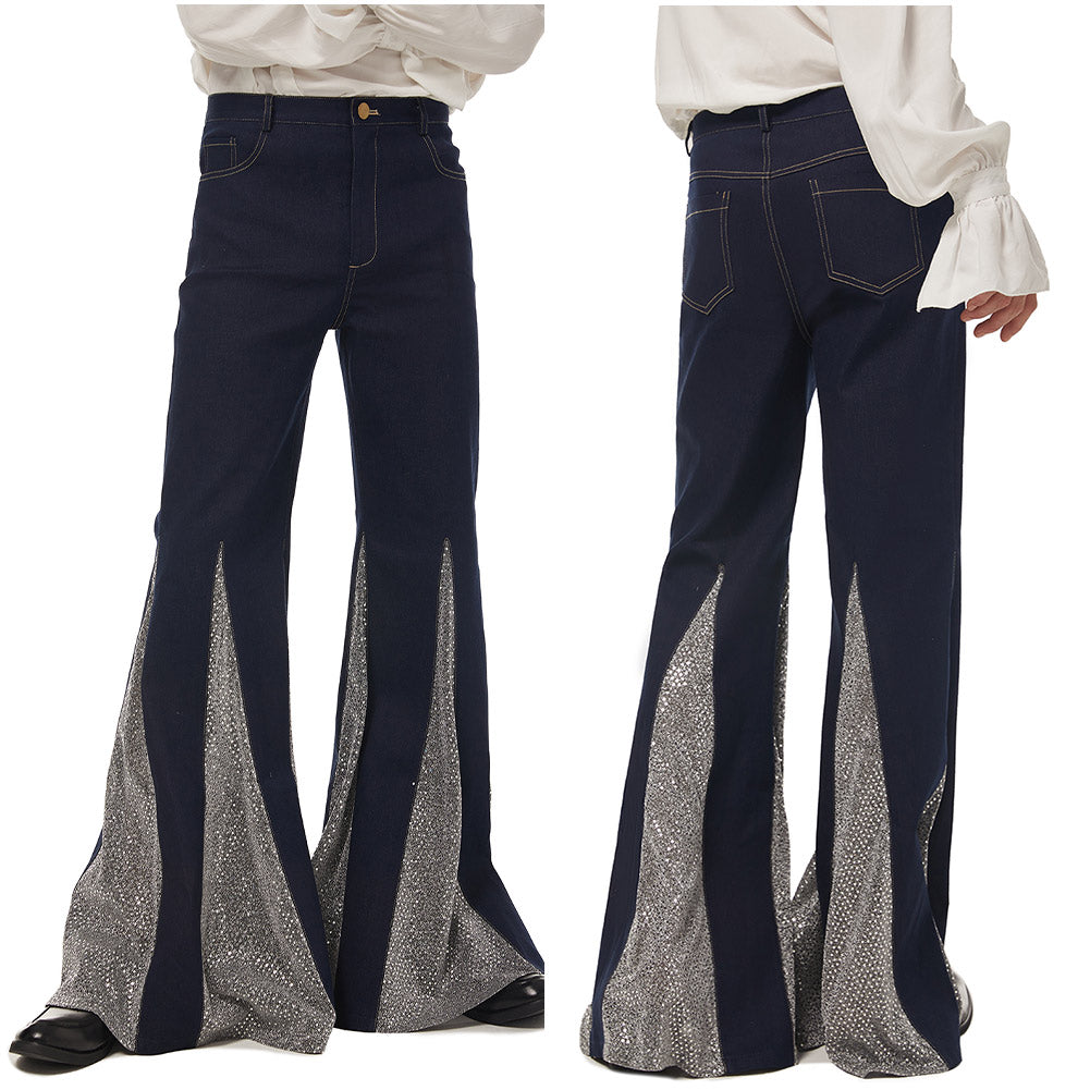 Herren 1970er Disco Retro Vintage Schlaghose Halloween Karneval Hosen