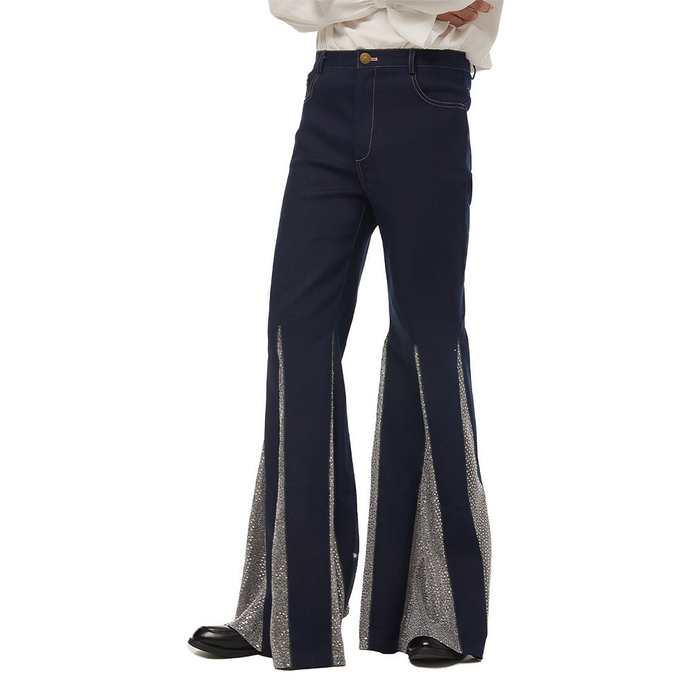 Herren 1970er Disco Retro Vintage Schlaghose Halloween Karneval Hosen