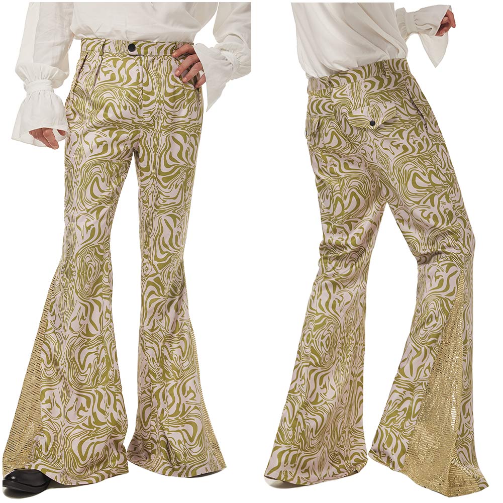 Herren 1970er Disco Retro Vintage Schlaghose Halloween Karneval Hosen