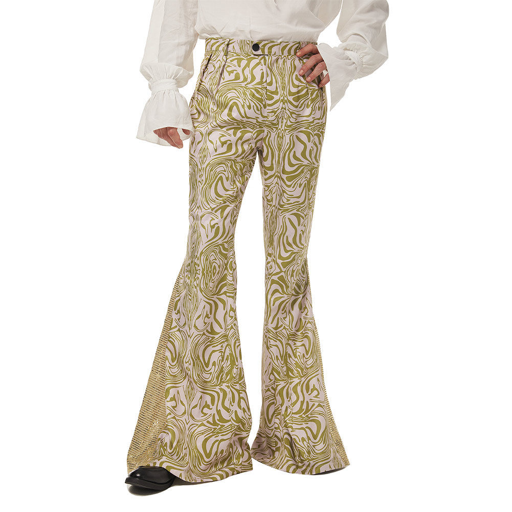 Herren 1970er Disco Retro Vintage Schlaghose Halloween Karneval Hosen