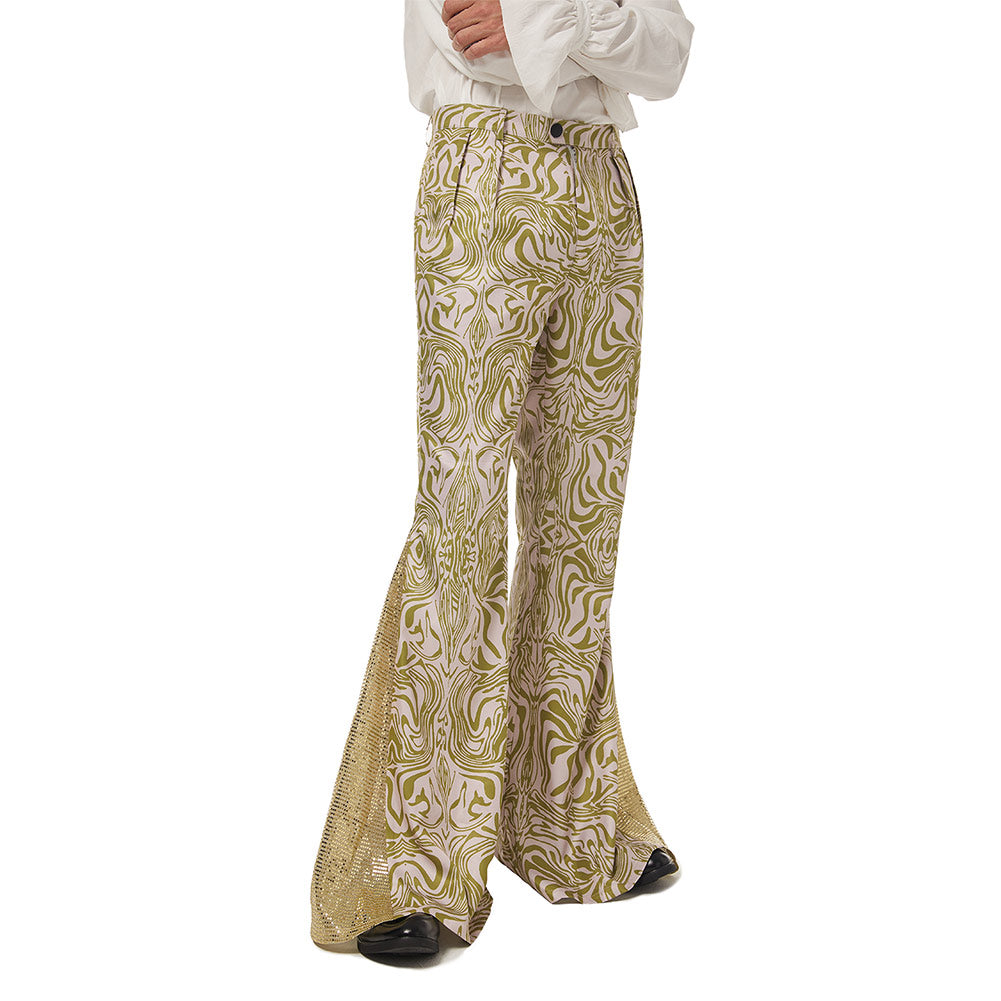 Herren 1970er Disco Retro Vintage Schlaghose Halloween Karneval Hosen