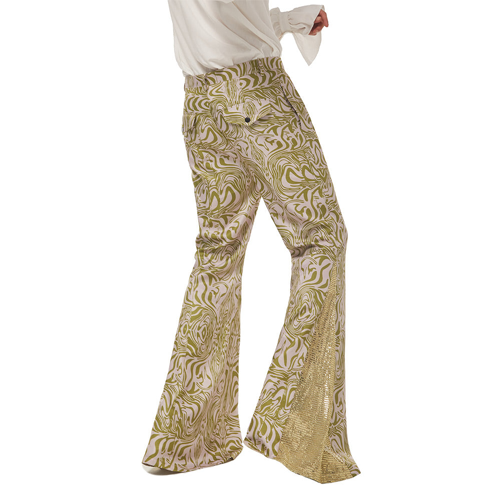 Herren 1970er Disco Retro Vintage Schlaghose Halloween Karneval Hosen