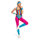 6Stück/Set 80er 90er Jahre Legging Cosplay Kostüm Damen Sportbekleidung Stirnband Outfits Halloween Karneval Anzug