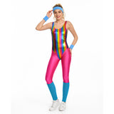 6Stück/Set 80er 90er Jahre Legging Cosplay Kostüm Damen Sportbekleidung Stirnband Outfits Halloween Karneval Anzug