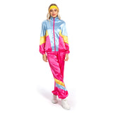 Damen 80s Cosplay Kostüm Sportbekleidung Jacke Hose Stirnband Outfits Halloween Karnevalskostüm Outfits 80er Jahre Kostüm