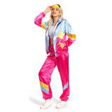 Damen 80s Cosplay Kostüm Sportbekleidung Jacke Hose Stirnband Outfits Halloween Karnevalskostüm Outfits 80er Jahre Kostüm