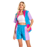 Damen 80er Jahre Retro Cosplay Kostüm Outfits Halloween Karneval Anzug Damen 2 Stück Outfits