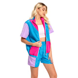 Damen 80er Jahre Retro Cosplay Kostüm Outfits Halloween Karneval Anzug Damen 2 Stück Outfits
