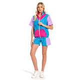 Damen 80er Jahre Retro Cosplay Kostüm Outfits Halloween Karneval Anzug Damen 2 Stück Outfits