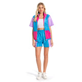 Damen 80er Jahre Retro Cosplay Kostüm Outfits Halloween Karneval Anzug Damen 2 Stück Outfits