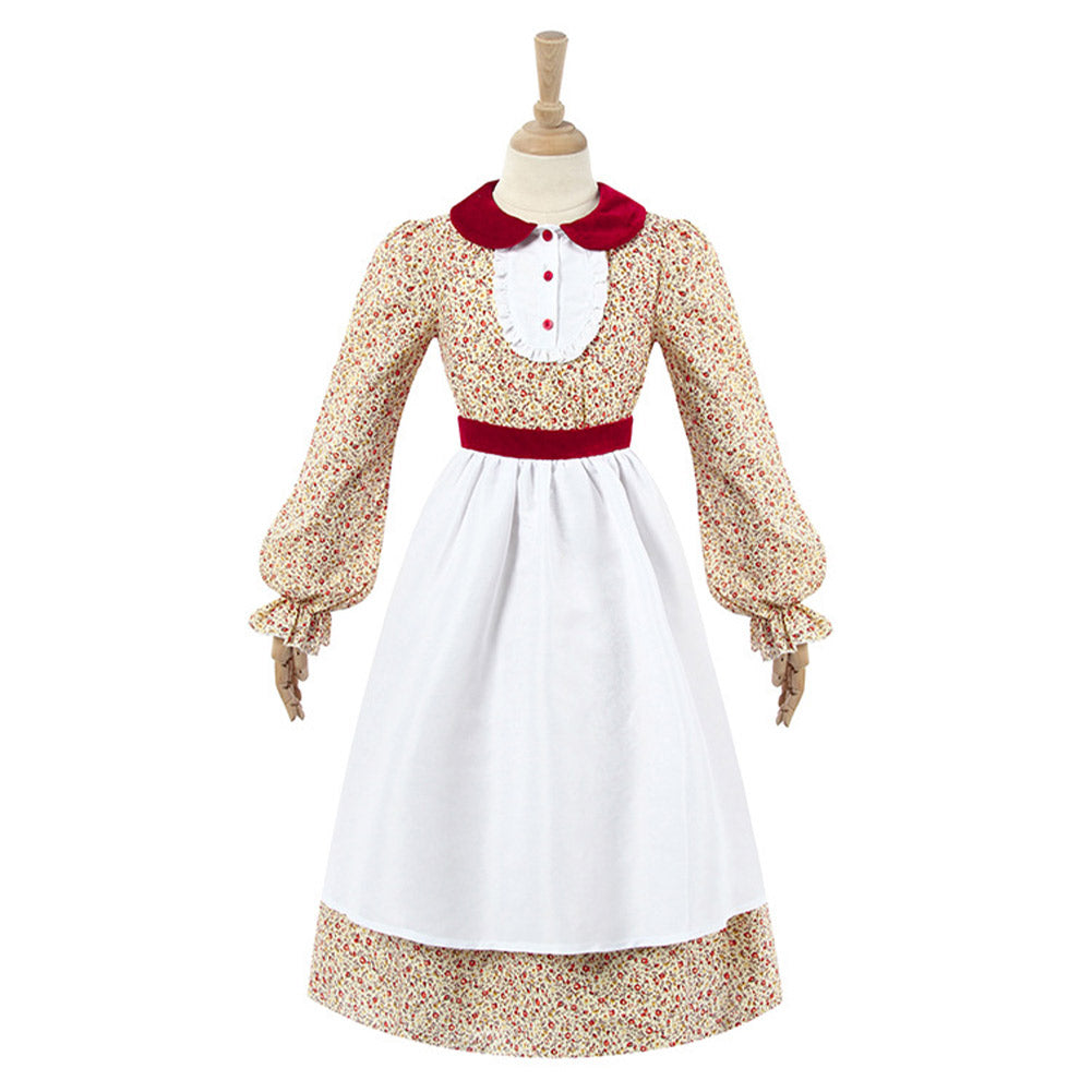 Mittelalter Retro-Blumenkleid Kostüm für Halloween Festival Kleid