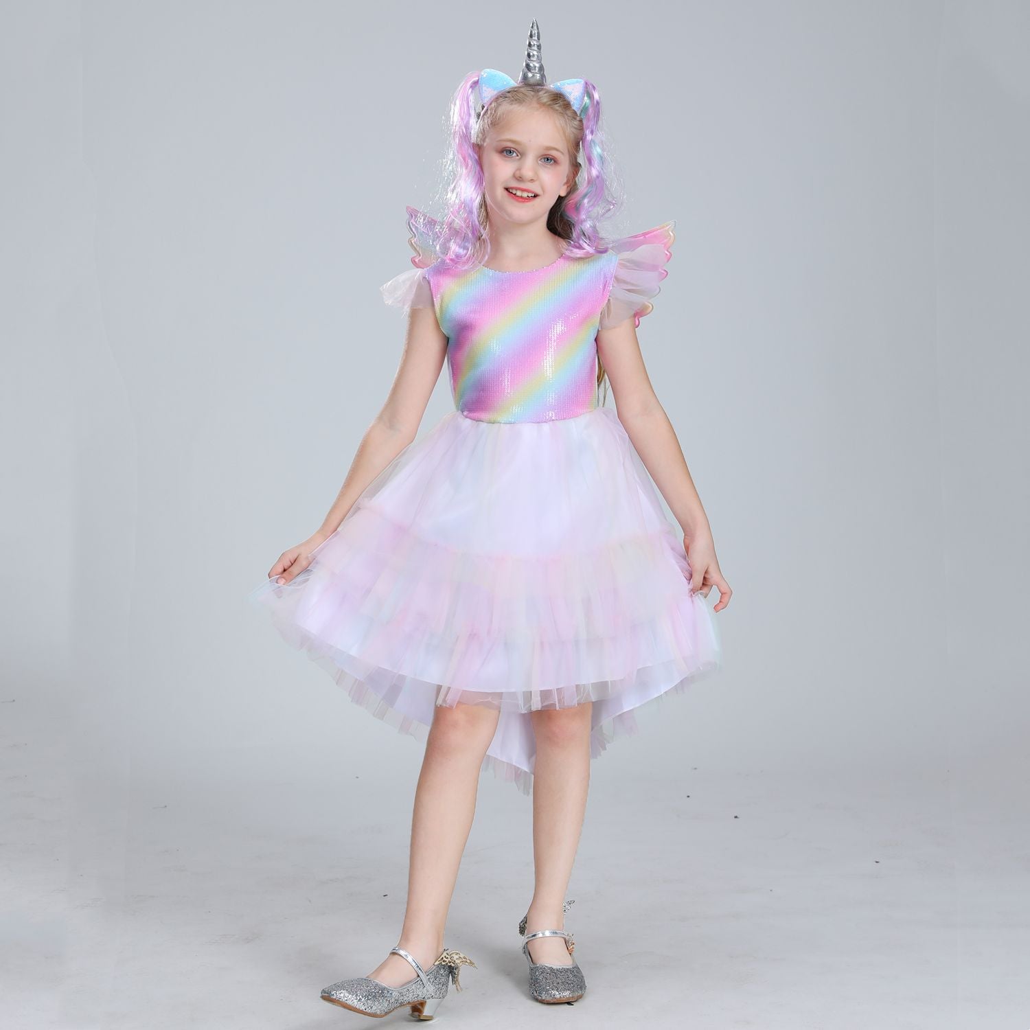 Mädchen Halloween Einhorn Cosplay Kostüm für Kinder Tütukleid
