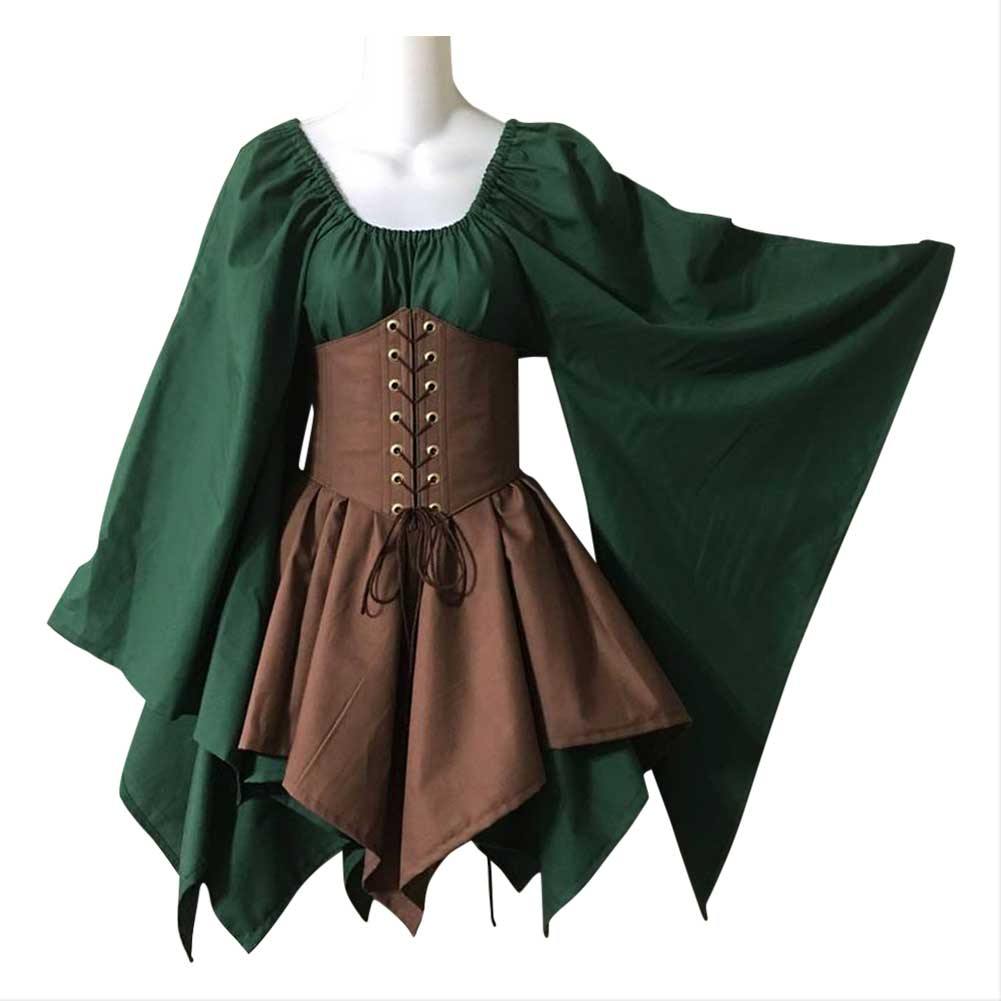 Damen Mittelalter Kleid Langarm Gothic Viktorianischen Königin Kostüm Renaissance Kleid Schnür - Karnevalkostüme