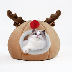 Haustierbett Haustierhütte waschbar für Katze/Hunt Weihnachten warm Haustierbett