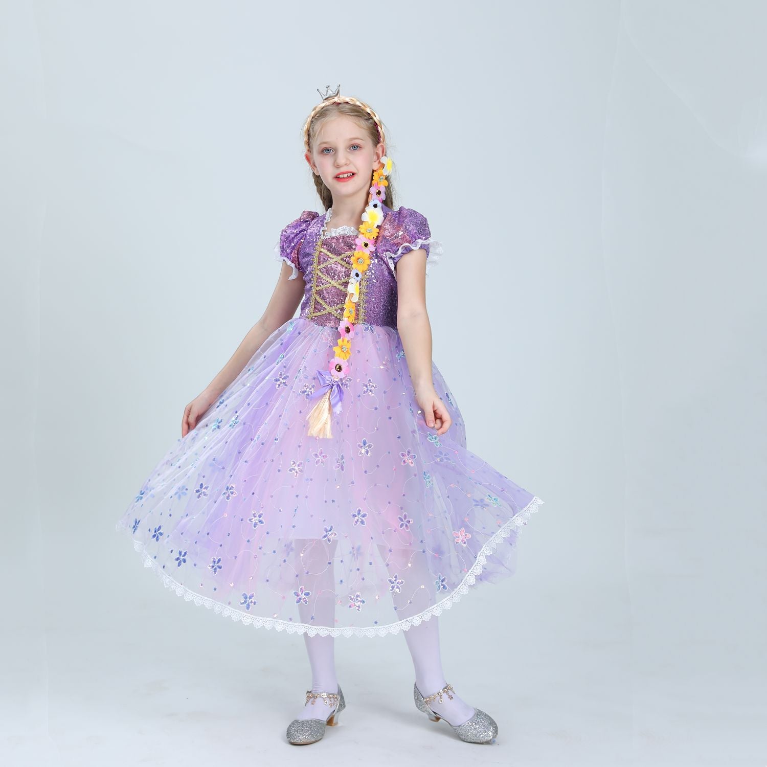 Mädchen Halloween Rapunzel Cosplay Kostüm für Kinder Tütukleid
