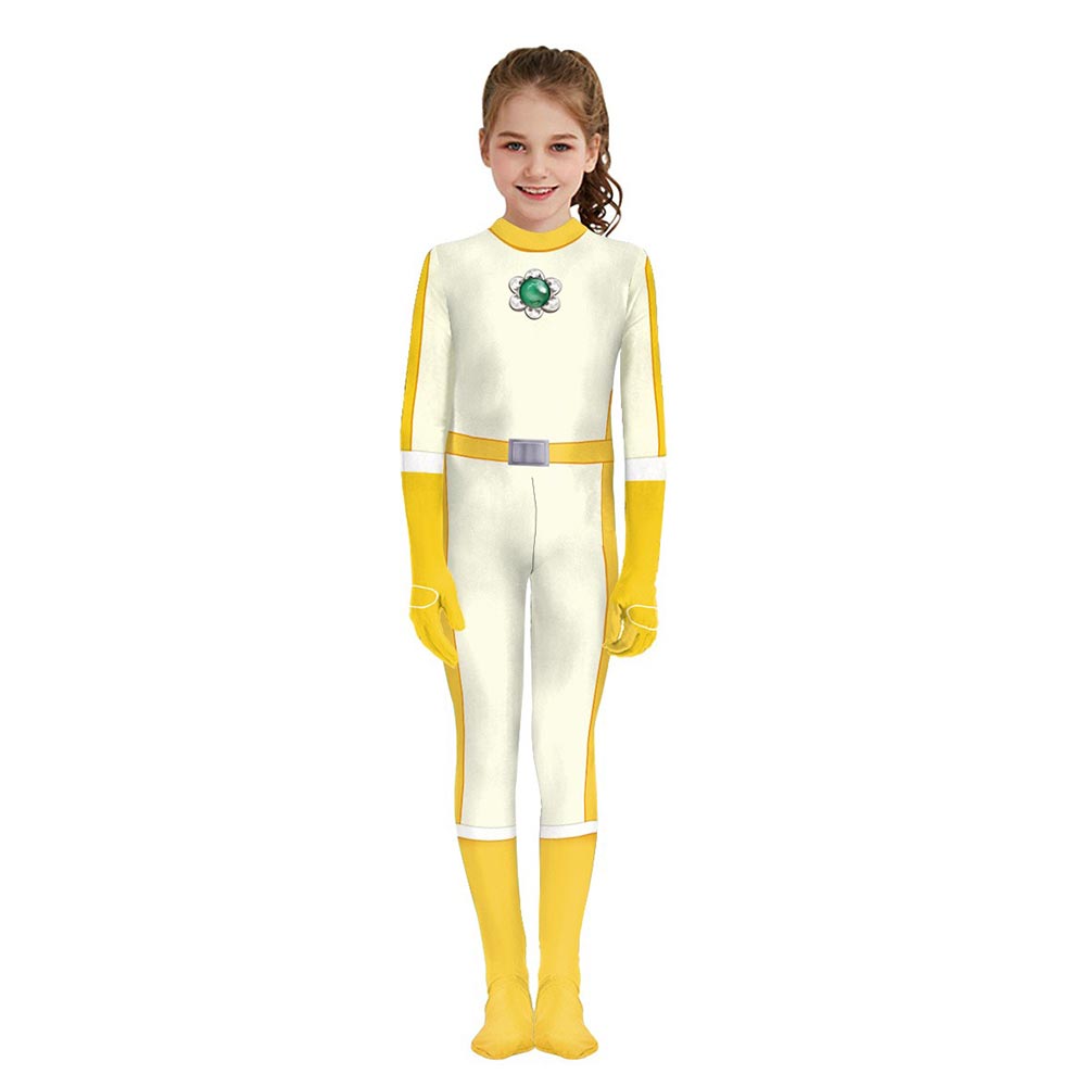 Kinder Mädchen Super Mario Daisy Cosplay Kostüm Party Jumpsuit