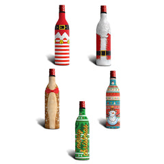 5 Stücke Weihnachten Weinflasche Abdeckung Rotwein Taschen Dekoration Tischdekoration