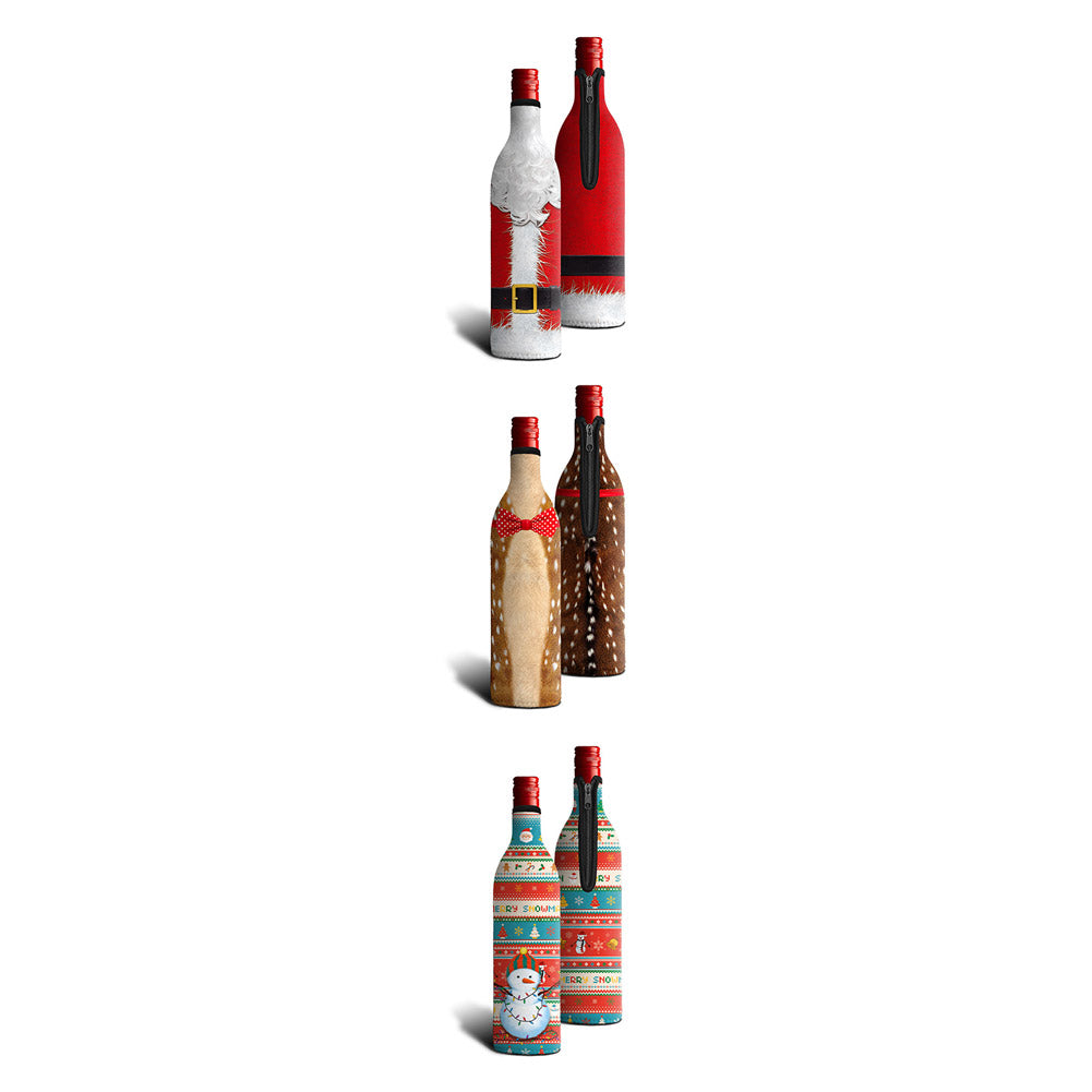 5 Stücke Weihnachten Weinflasche Abdeckung Rotwein Taschen Dekoration Tischdekoration