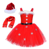 Kinder Mädchen Winter Weihnachtskleid Rot Tüllekleid Tutu Kleid Outfits