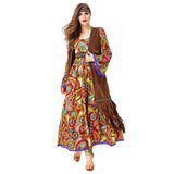 Damen 60er/70er Jahre Hippie Druck Kleid weibliche Disco Outfits Halloween Karneval Kostüm