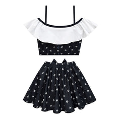 Kinder Mädchen Wednesday Addams Cosplay Kostüm Kleid Perücke Outfits Halloween Karneval Anzug