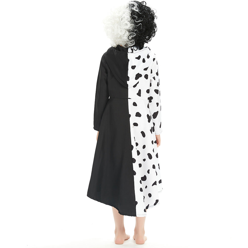 Kinder Mädchen Cruella Cosplay Kostüm Halloween Karneval Outfits