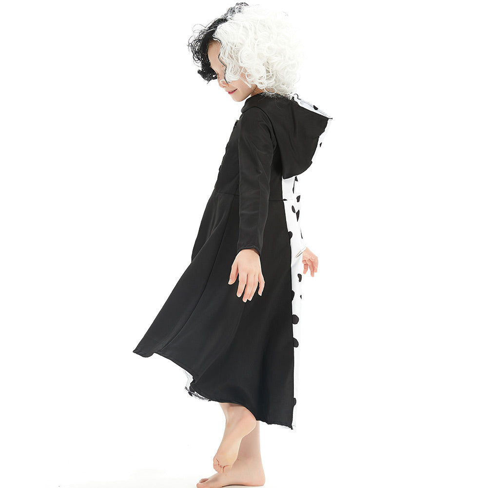 Kinder Mädchen Cruella Cosplay Kostüm Halloween Karneval Outfits