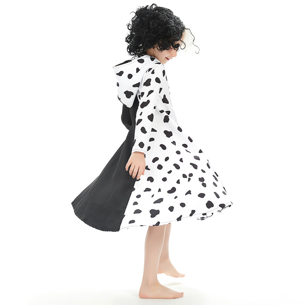 Kinder Mädchen Cruella Cosplay Kostüm Halloween Karneval Outfits