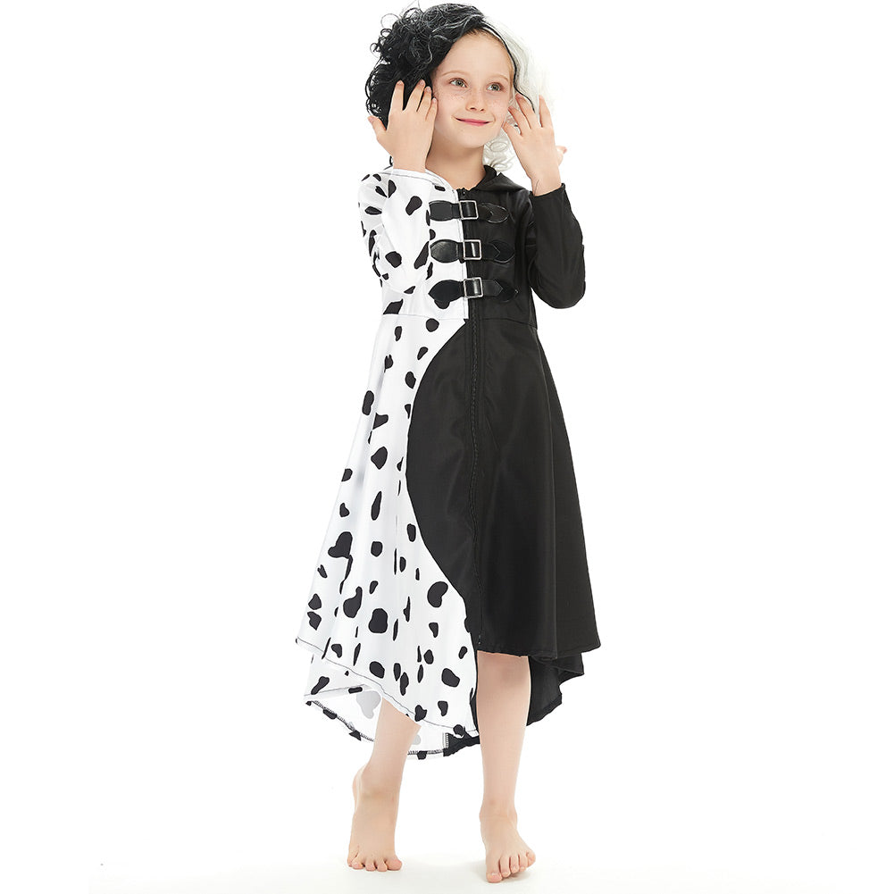 Kinder Mädchen Cruella Cosplay Kostüm Halloween Karneval Outfits