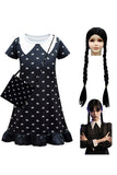 The Addams Family Mädchen schwarz Polka Dot Kleid Halloween Karneval Outfits