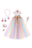 Prinzessin Cosplay Umhang Krone Tasche Halskette Ohrringe Set Fantasia Halloween Fasching Party Kostüm Zubehör