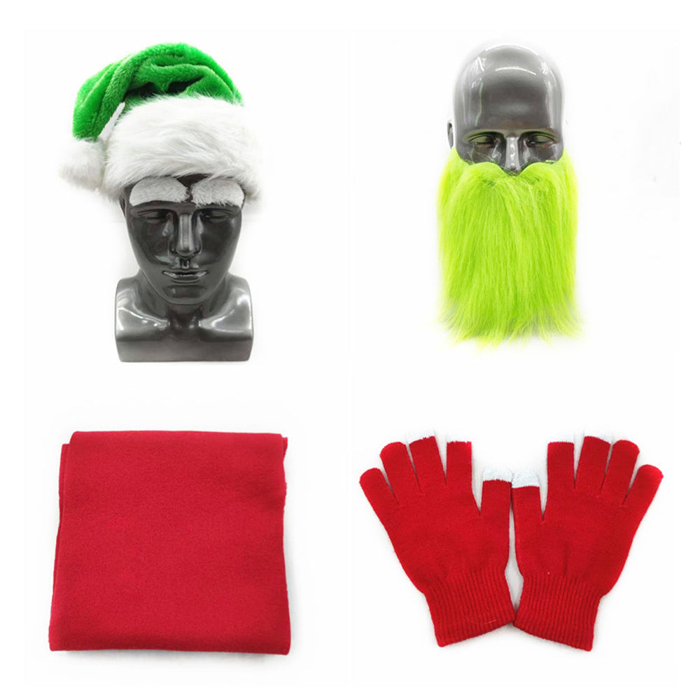 Weihnachten Bart Hut Schal Handschuhe Augenbrauen Set Cosplay Zubehör