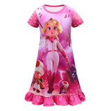 Kinder Mädchen The Super Mario Bros pfirsich Cosplay Kostüm Nachtwäsche Kleid Halloween Karneval Party Schlafanzug