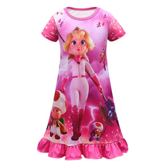 Kinder Mädchen The Super Mario Bros pfirsich Cosplay Kostüm Nachtwäsche Kleid Halloween Karneval Party Schlafanzug