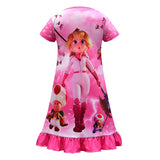 Kinder Mädchen The Super Mario Bros pfirsich Cosplay Kostüm Nachtwäsche Kleid Halloween Karneval Party Schlafanzug