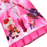 Kinder Mädchen The Super Mario Bros pfirsich Cosplay Kostüm Nachtwäsche Kleid Halloween Karneval Party Schlafanzug
