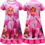 Kinder Mädchen The Super Mario Bros pfirsich Cosplay Kostüm Nachtwäsche Kleid Halloween Karneval Party Schlafanzug
