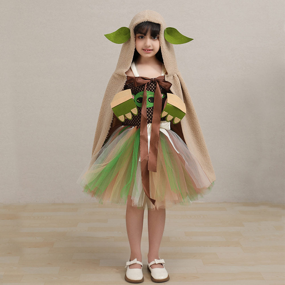 Kinder Mädchen Baby Yoda Cosplay Kostüm Tutu Kleid Halloween Karneval Party Verkleidung Anzug