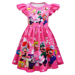 Kinder Mädchen Super mario Pfirsich Cosplay Kostüm Kleid Outfits Halloween Karneval Party Anzug