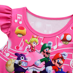 Kinder Mädchen Super mario Pfirsich Cosplay Kostüm Kleid Outfits Halloween Karneval Party Anzug