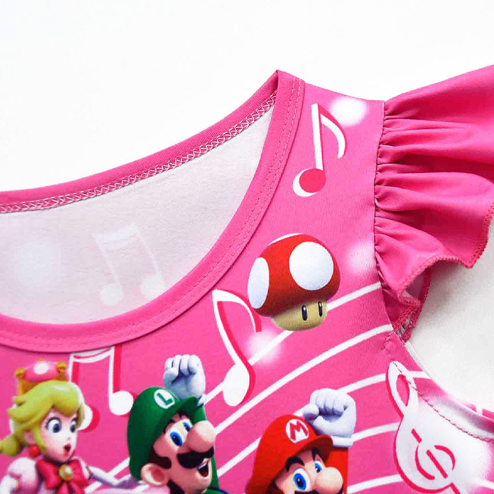Kinder Mädchen Super mario Pfirsich Cosplay Kostüm Kleid Outfits Halloween Karneval Party Anzug