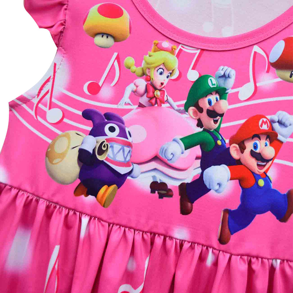 Kinder Mädchen Super mario Pfirsich Cosplay Kostüm Kleid Outfits Halloween Karneval Party Anzug