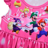 Kinder Mädchen Super mario Pfirsich Cosplay Kostüm Kleid Outfits Halloween Karneval Party Anzug