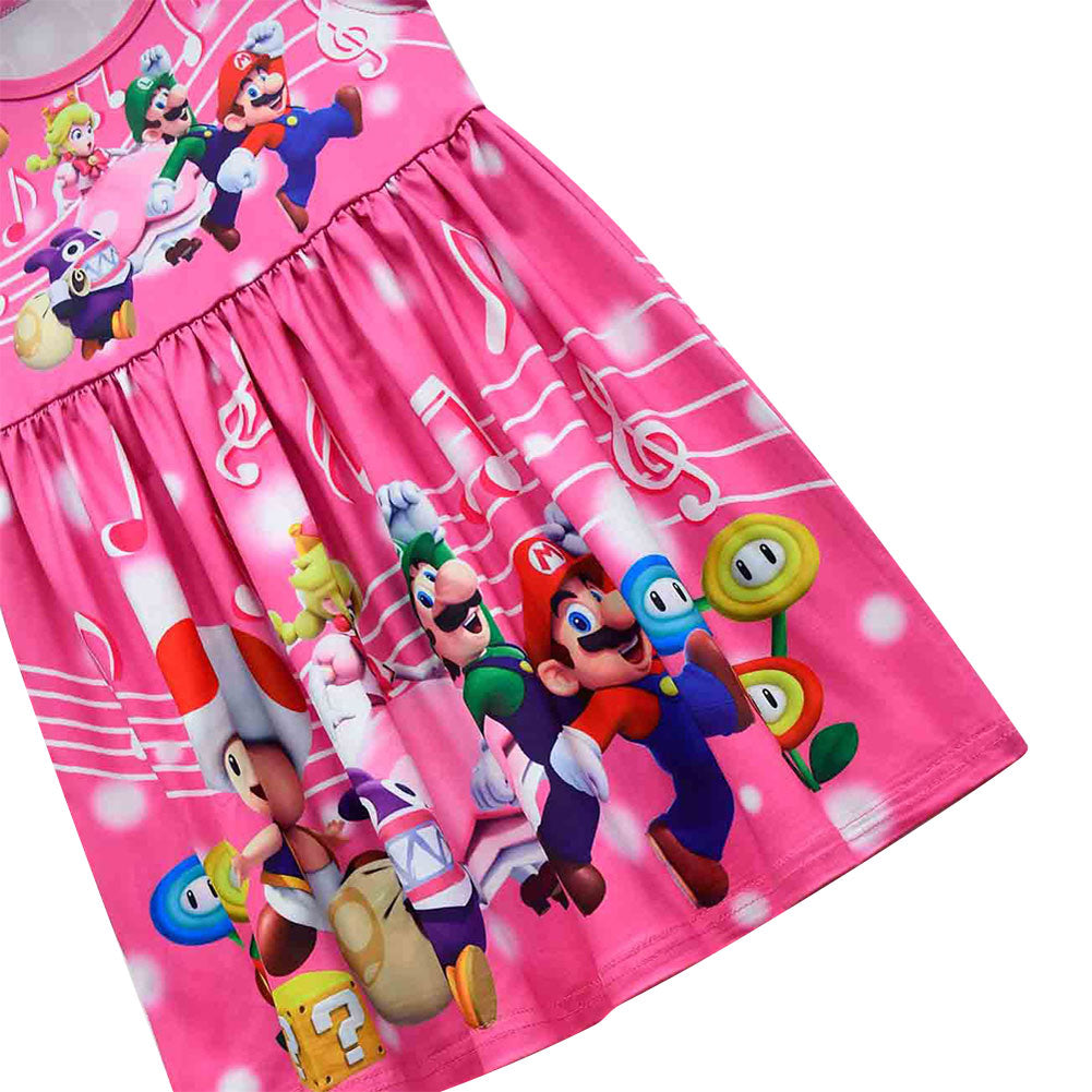 Kinder Mädchen Super mario Pfirsich Cosplay Kostüm Kleid Outfits Halloween Karneval Party Anzug