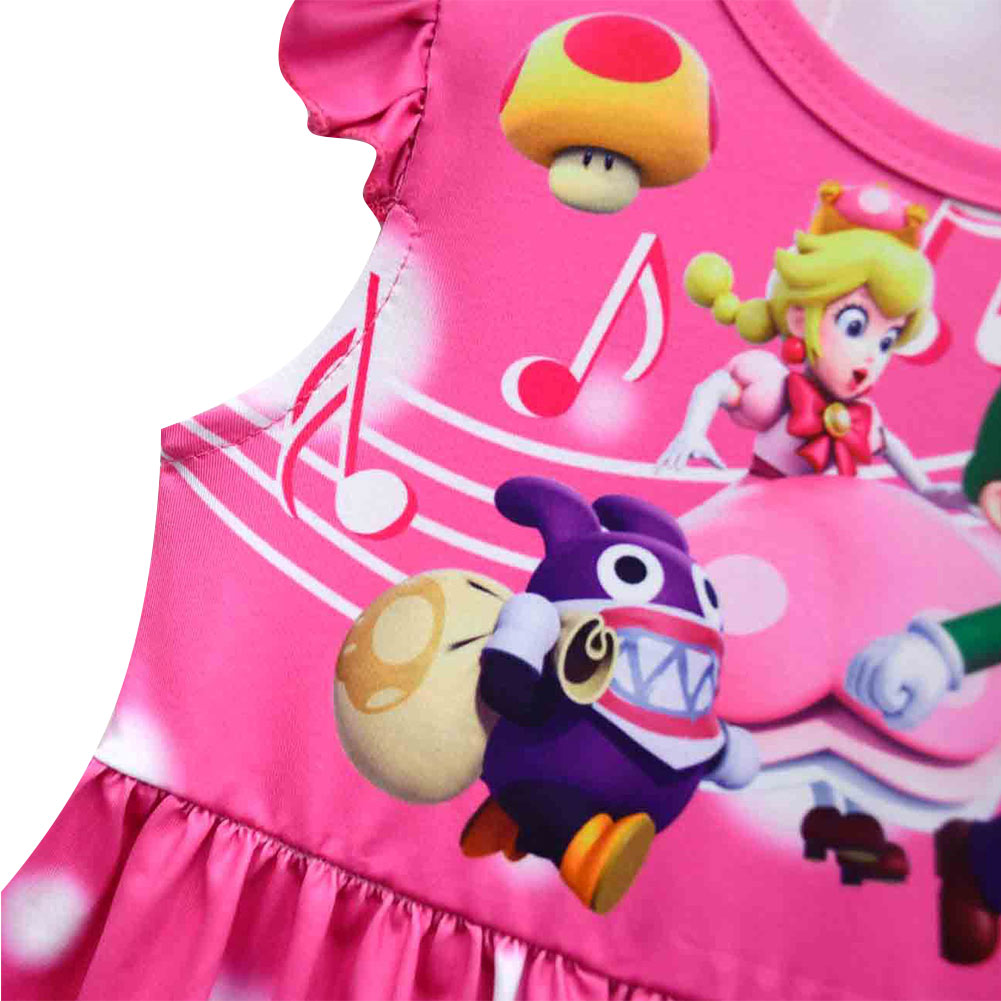 Kinder Mädchen Super mario Pfirsich Cosplay Kostüm Kleid Outfits Halloween Karneval Party Anzug