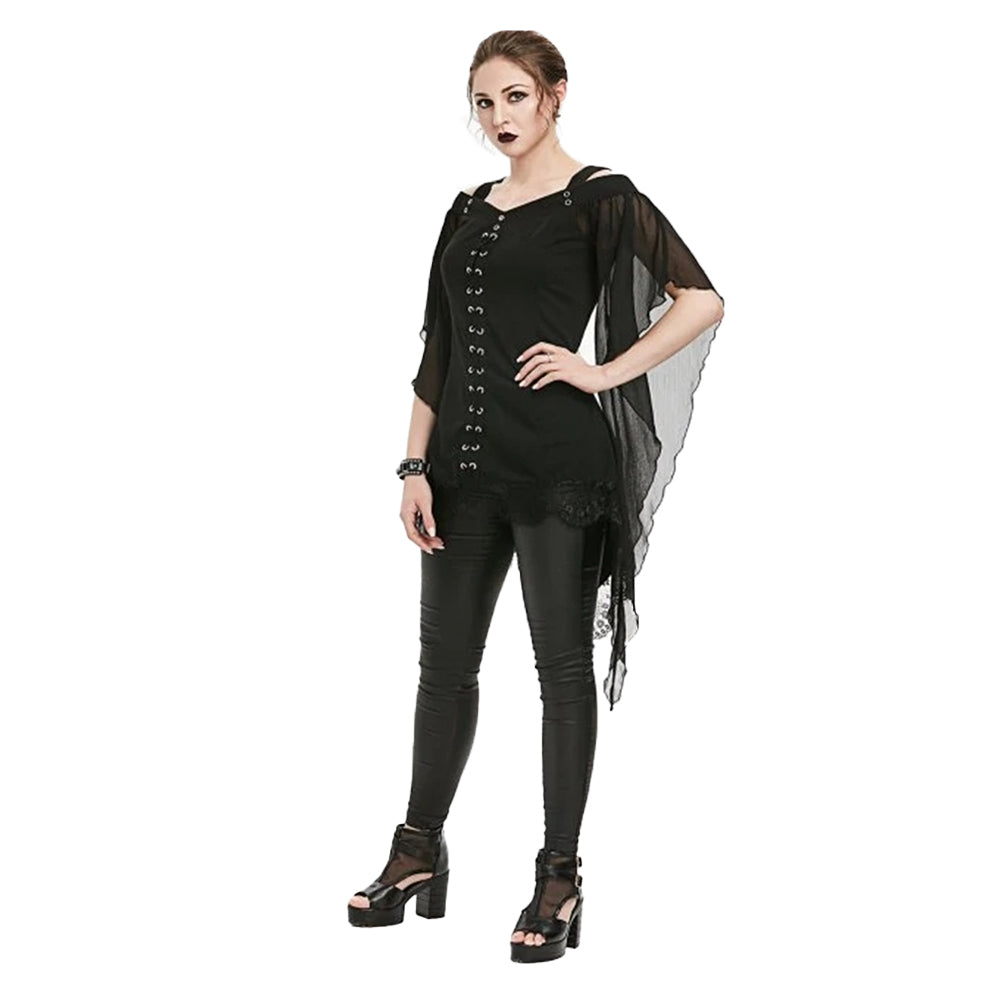 Damen Retro Mittelalterlich Victorian Spitze Pirate Gothik Bluse Oberteil