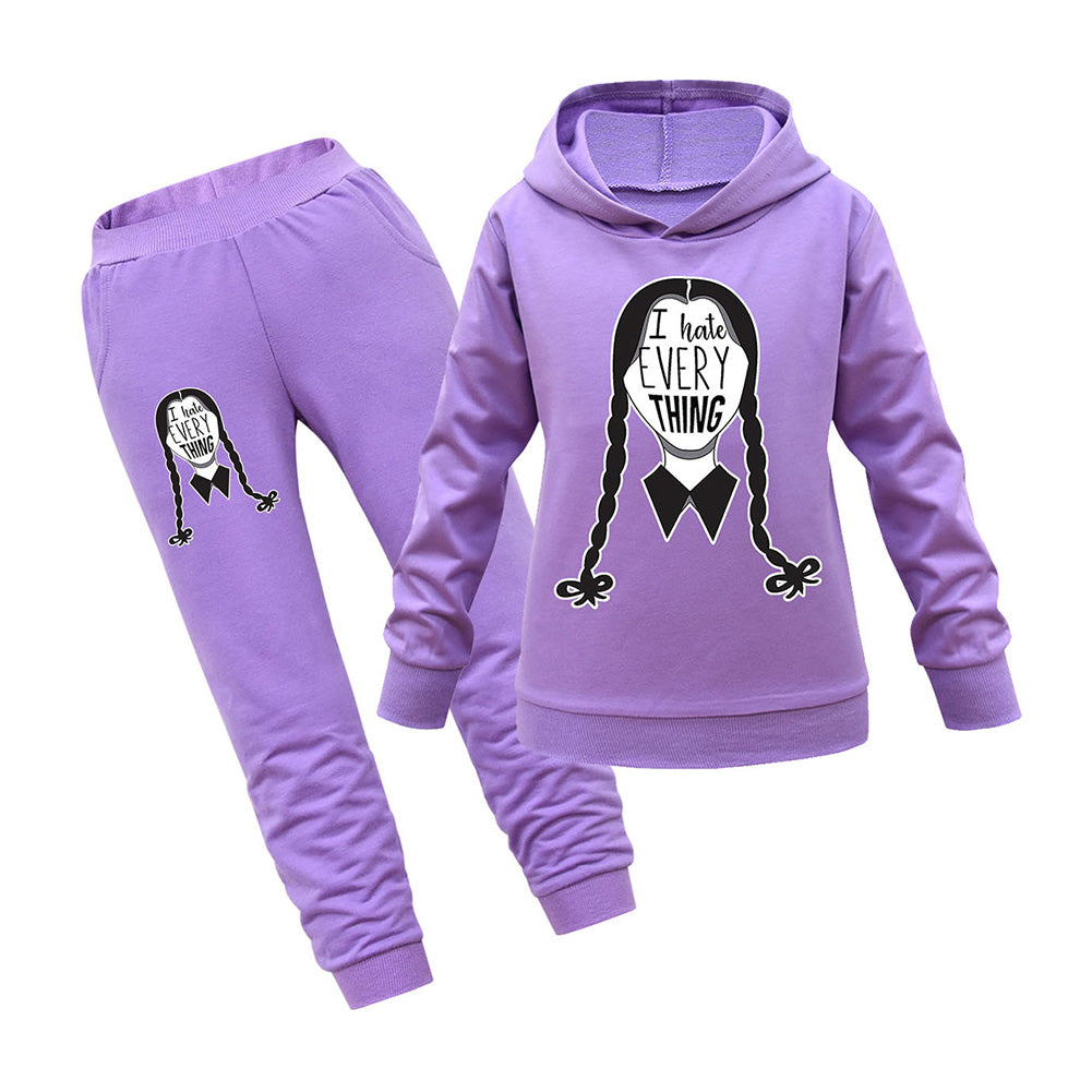 Kinder Wednesday Addams Hoodie Hose Cosplay Kostüm Outfits Halloween Karneval Outfits
